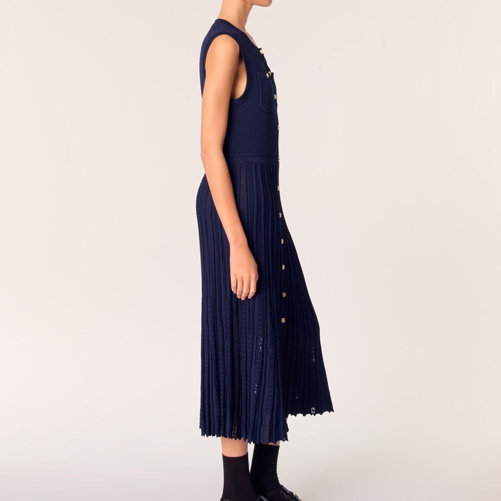 MAJE Elegant Navy Sleeveless Dress! LIKE NEW - Picture 3 of 6